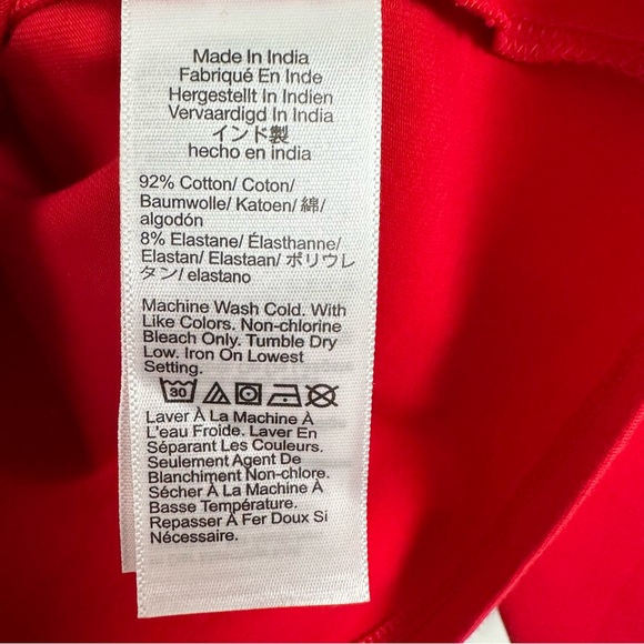 J. Crew Top Rated Off-the-shoulder long-sleeve shirt stretch cotton Red BY371 - Picture 6 of 8